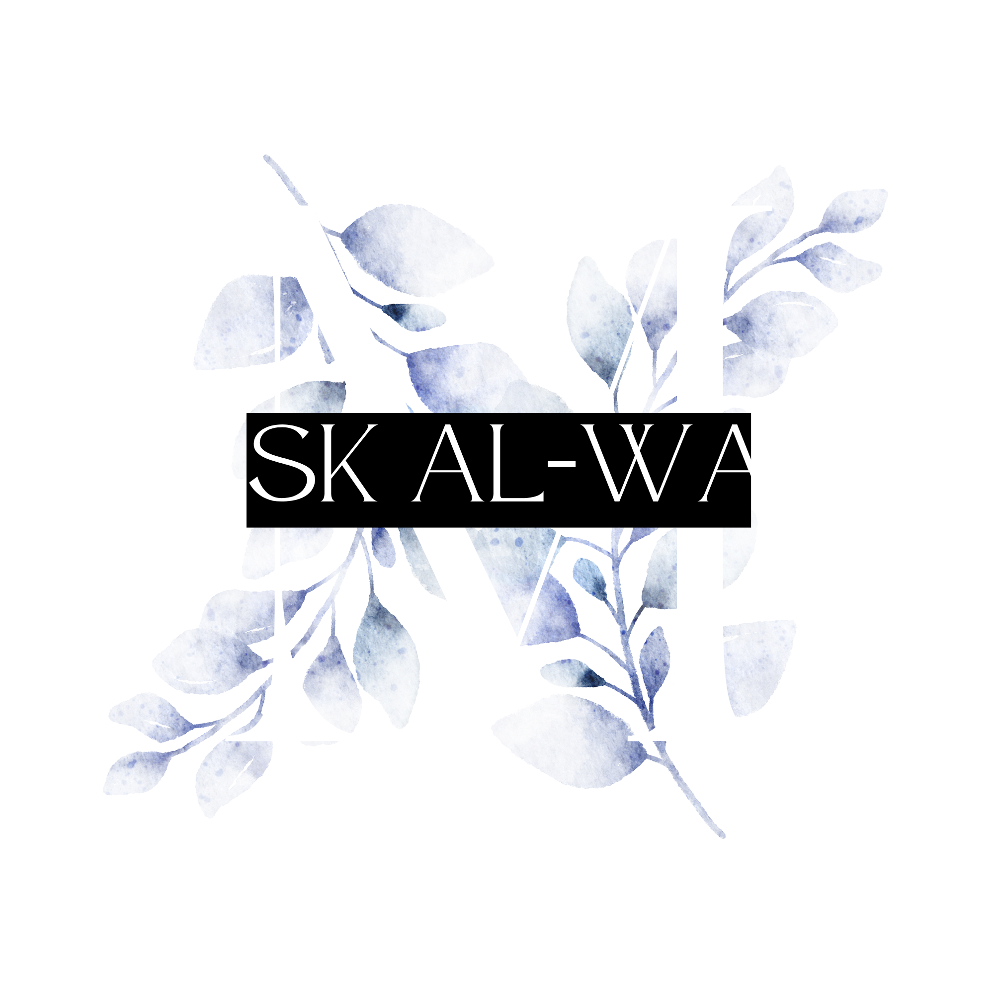 Black Blue Minimalist Floral Logo